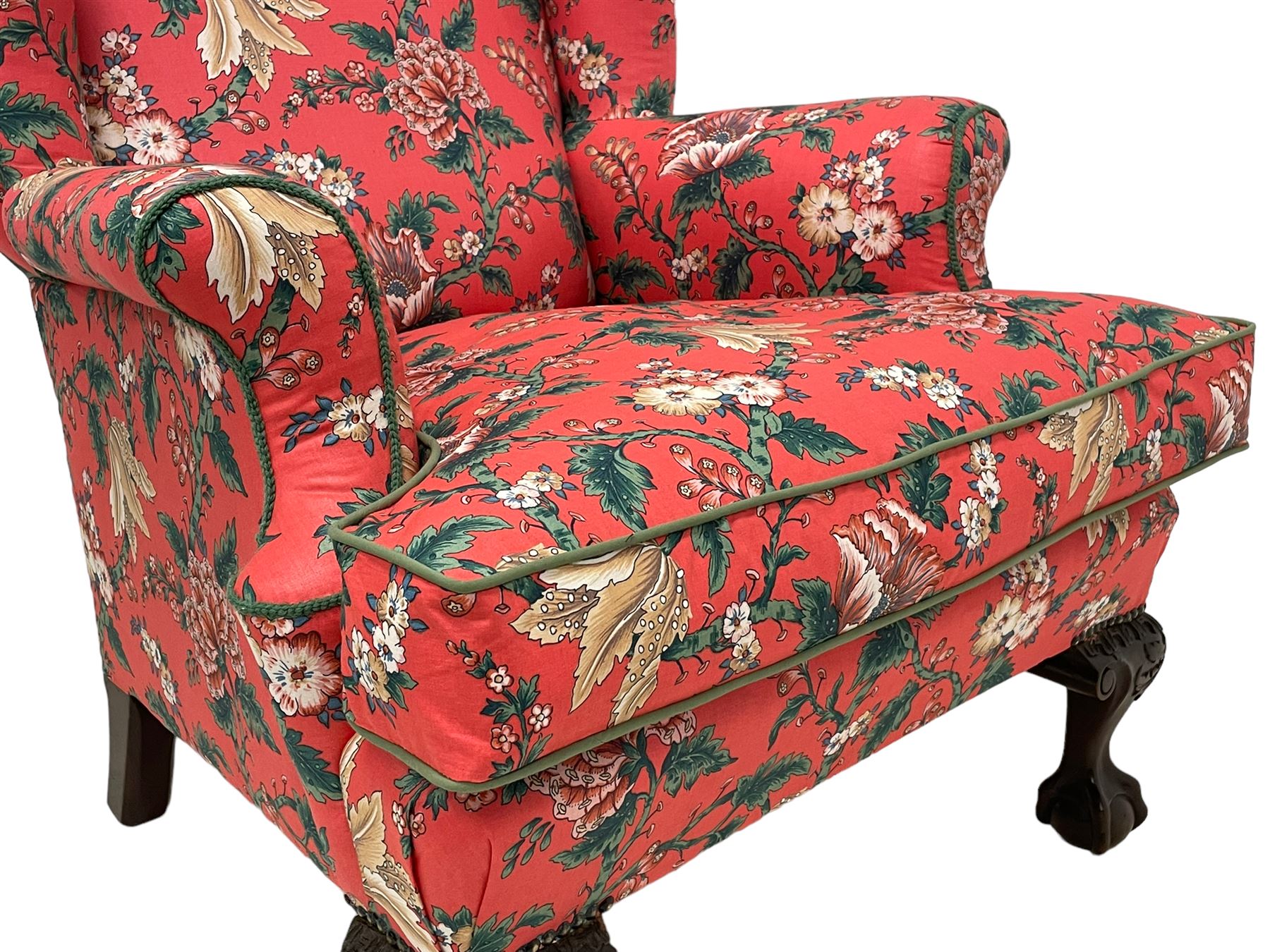 Late 19th to early 20th century wingback armchair - Image 4 of 9