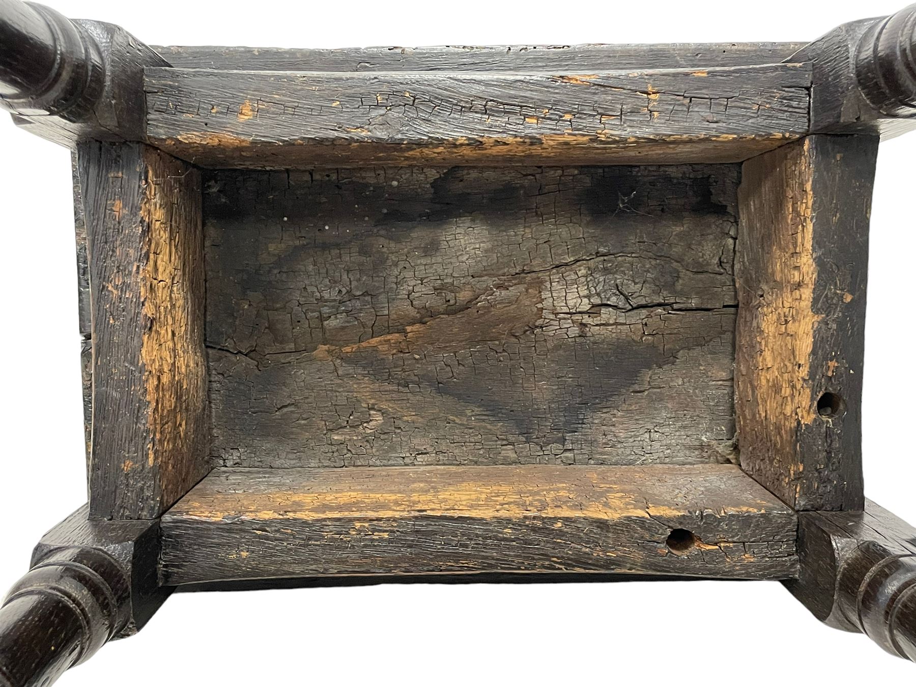 17th century oak joint coffin stool - Image 7 of 8