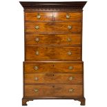 George III mahogany secretaire chest on chest