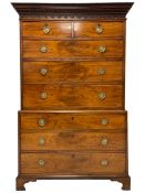 George III mahogany secretaire chest on chest