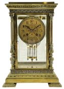 Lloyd Payne & Amiel - Parisian early 20th century four glass mantle clock c1905