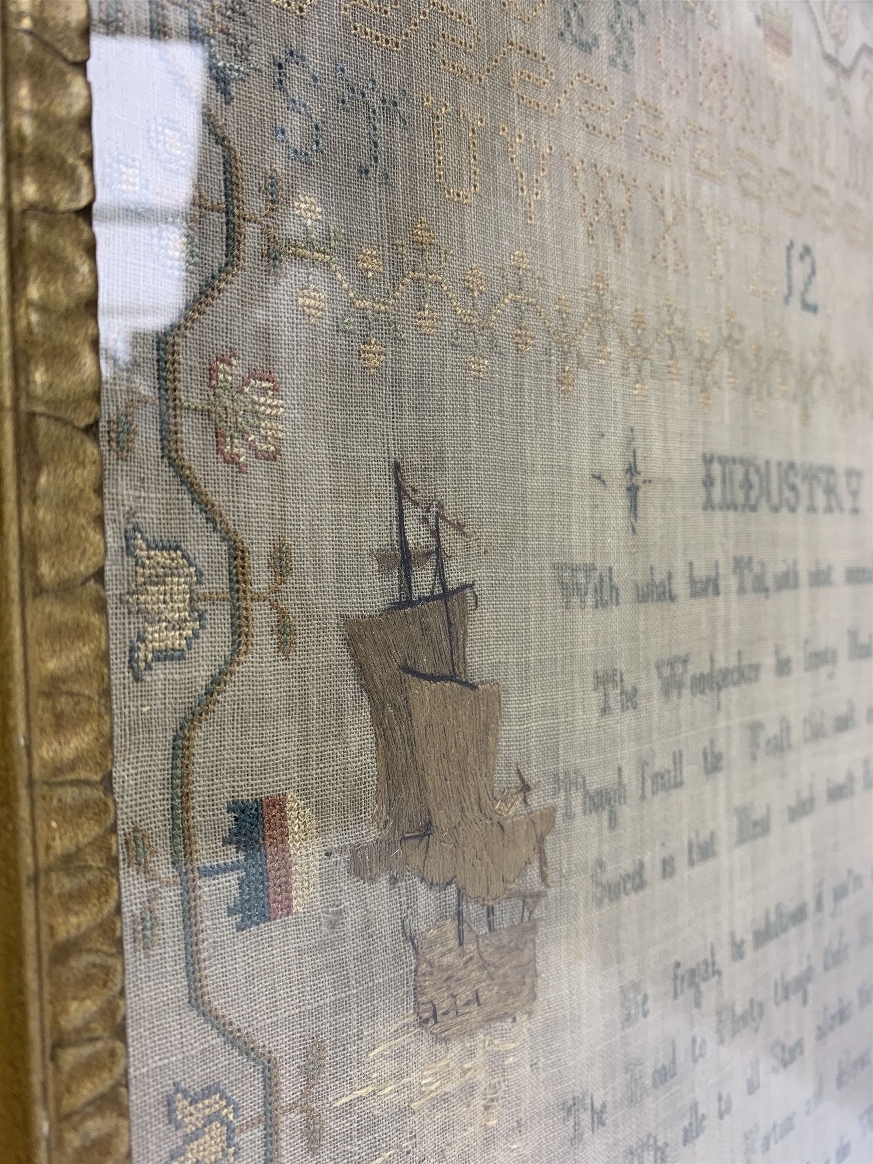 George III 'Industry' needlework sampler by Sarah Arberry - Image 2 of 4