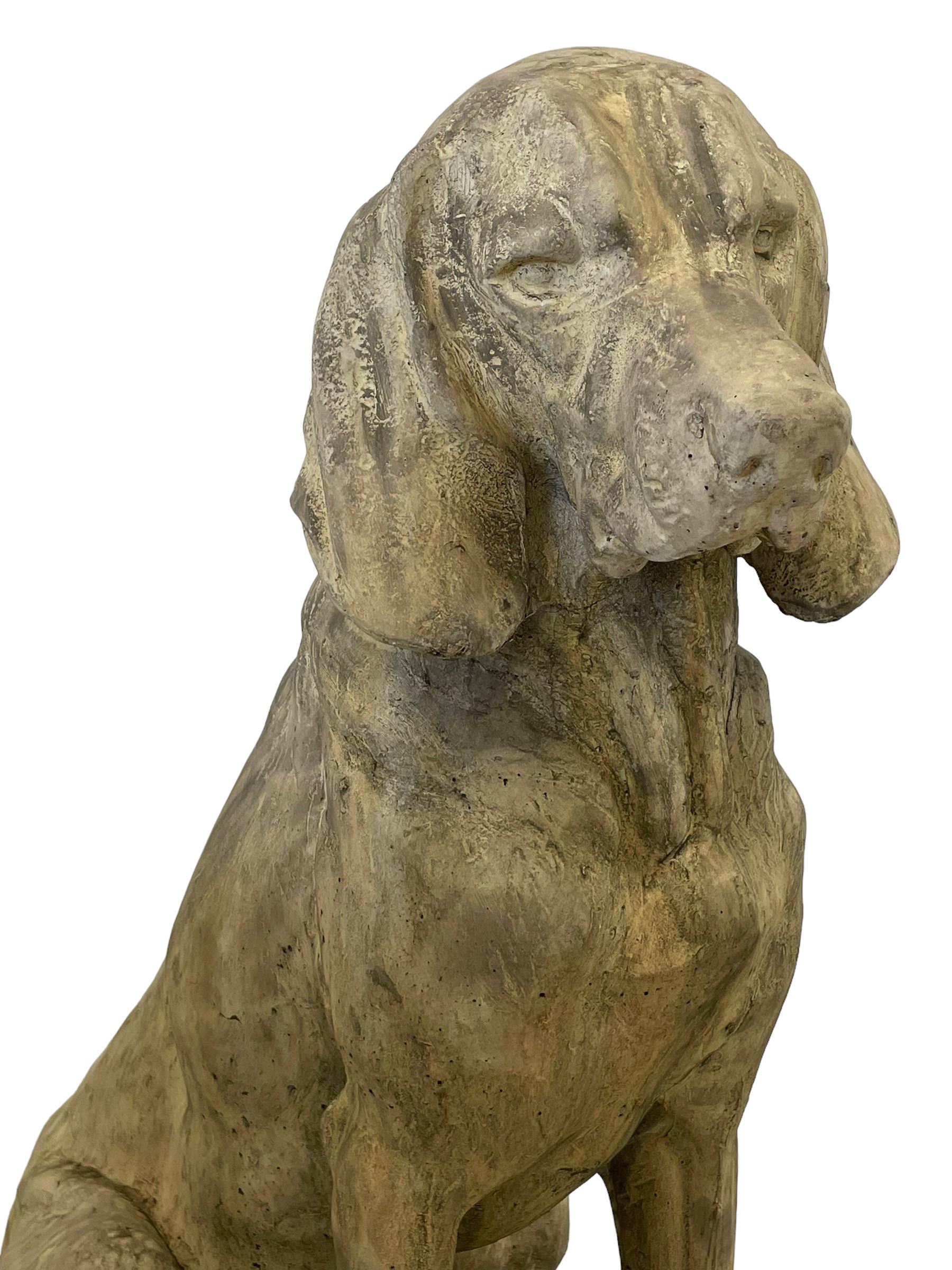 Two composite stone life-size hound garden figures - Image 2 of 8