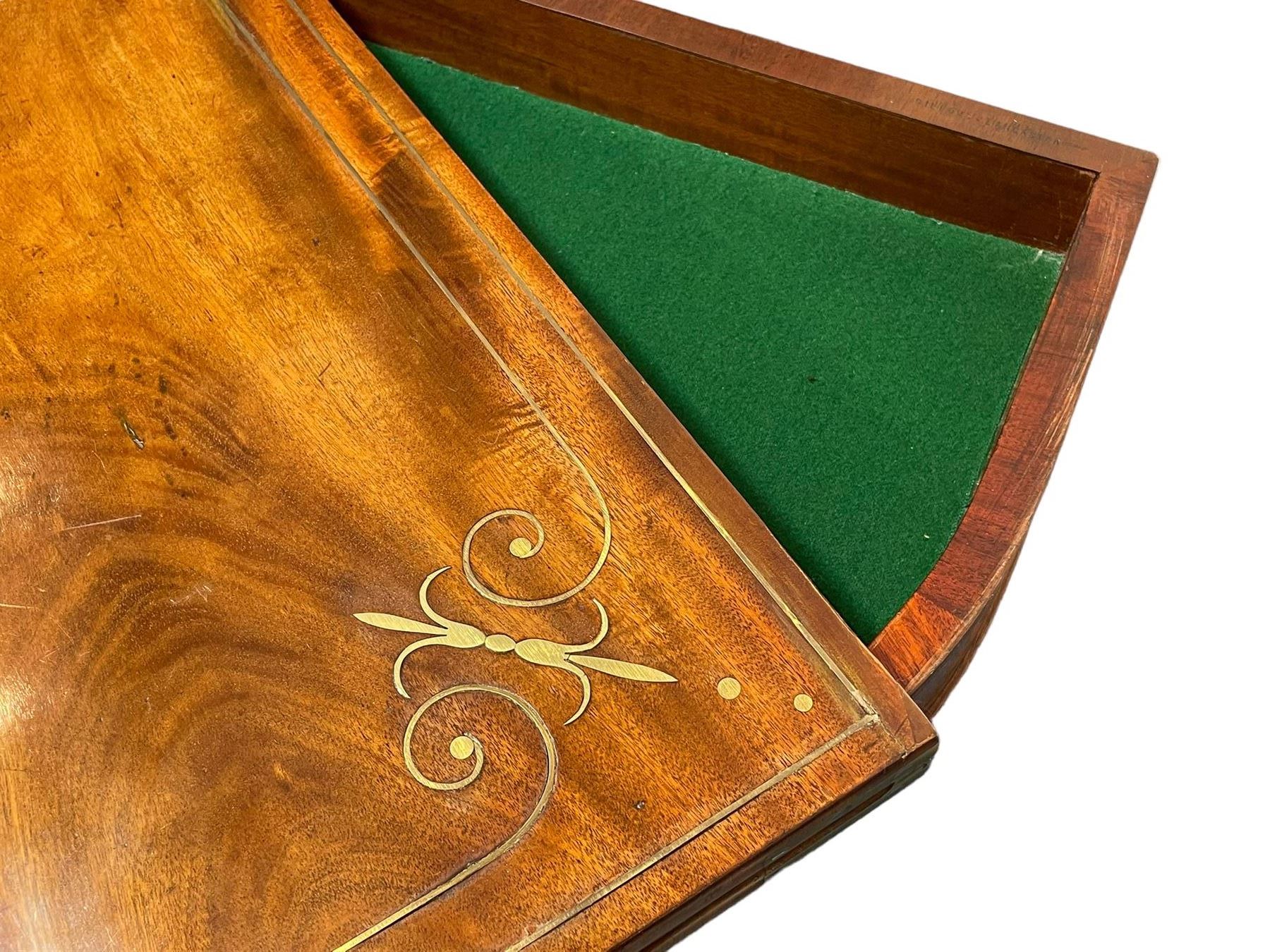Pair Regency mahogany and brass inlaid card tables - Image 19 of 21