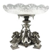 Victorian silver-plated and glass centrepiece