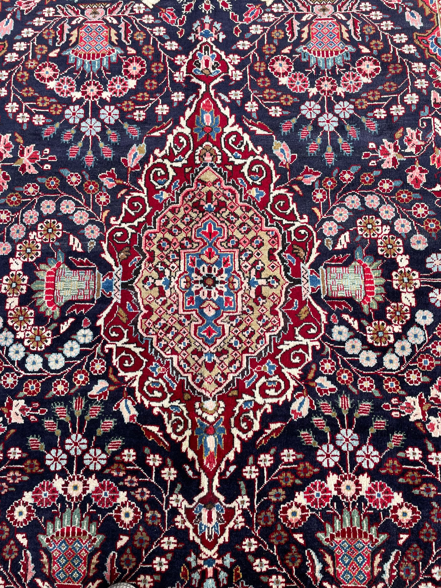 Persian Qom blue ground rug - Image 3 of 8