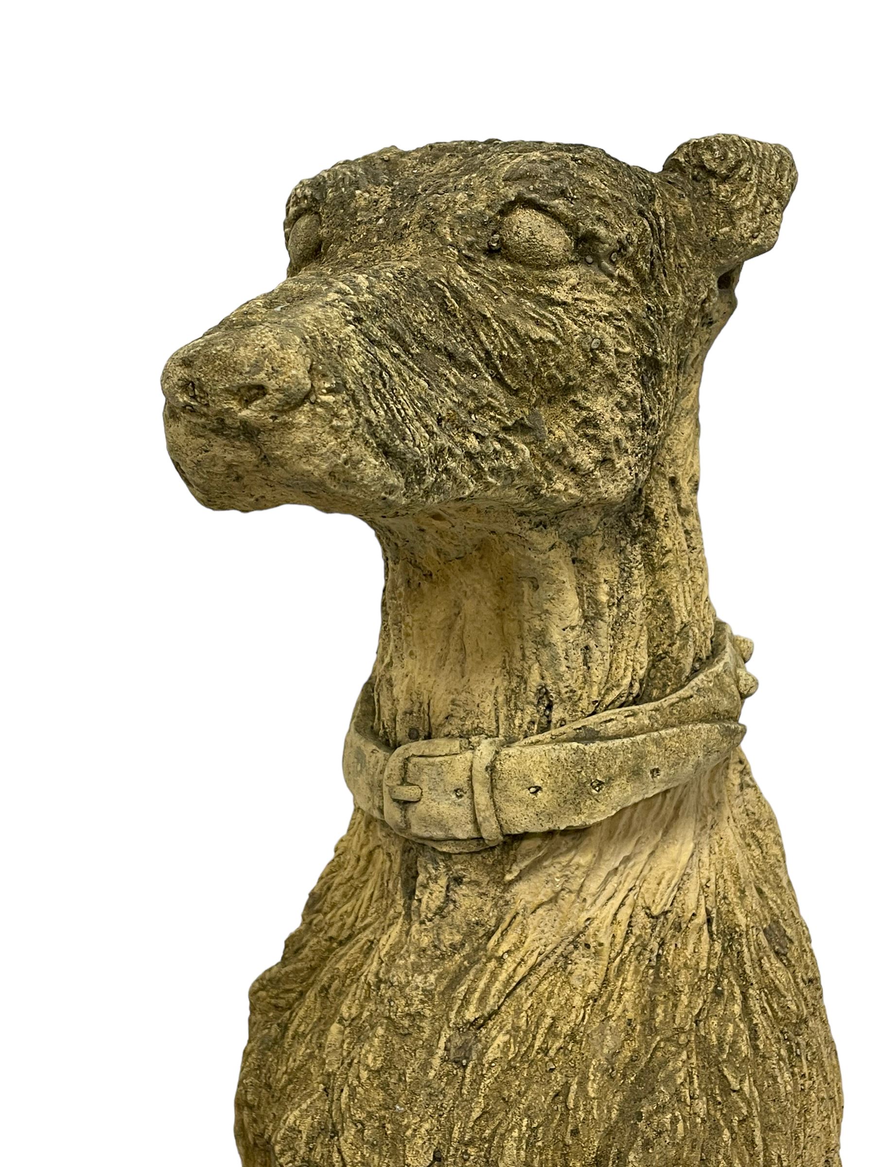 Pair of composite stone garden ornaments in the form of seated lurchers - Image 8 of 8