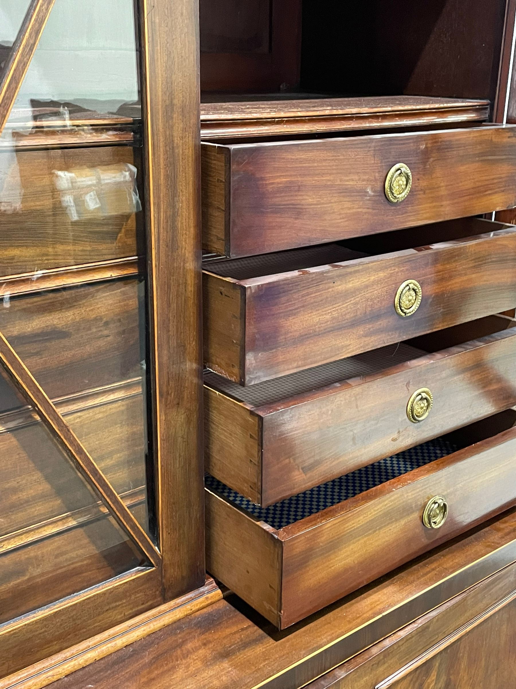 Tall George III mahogany bookcase on cupboard - Image 5 of 5