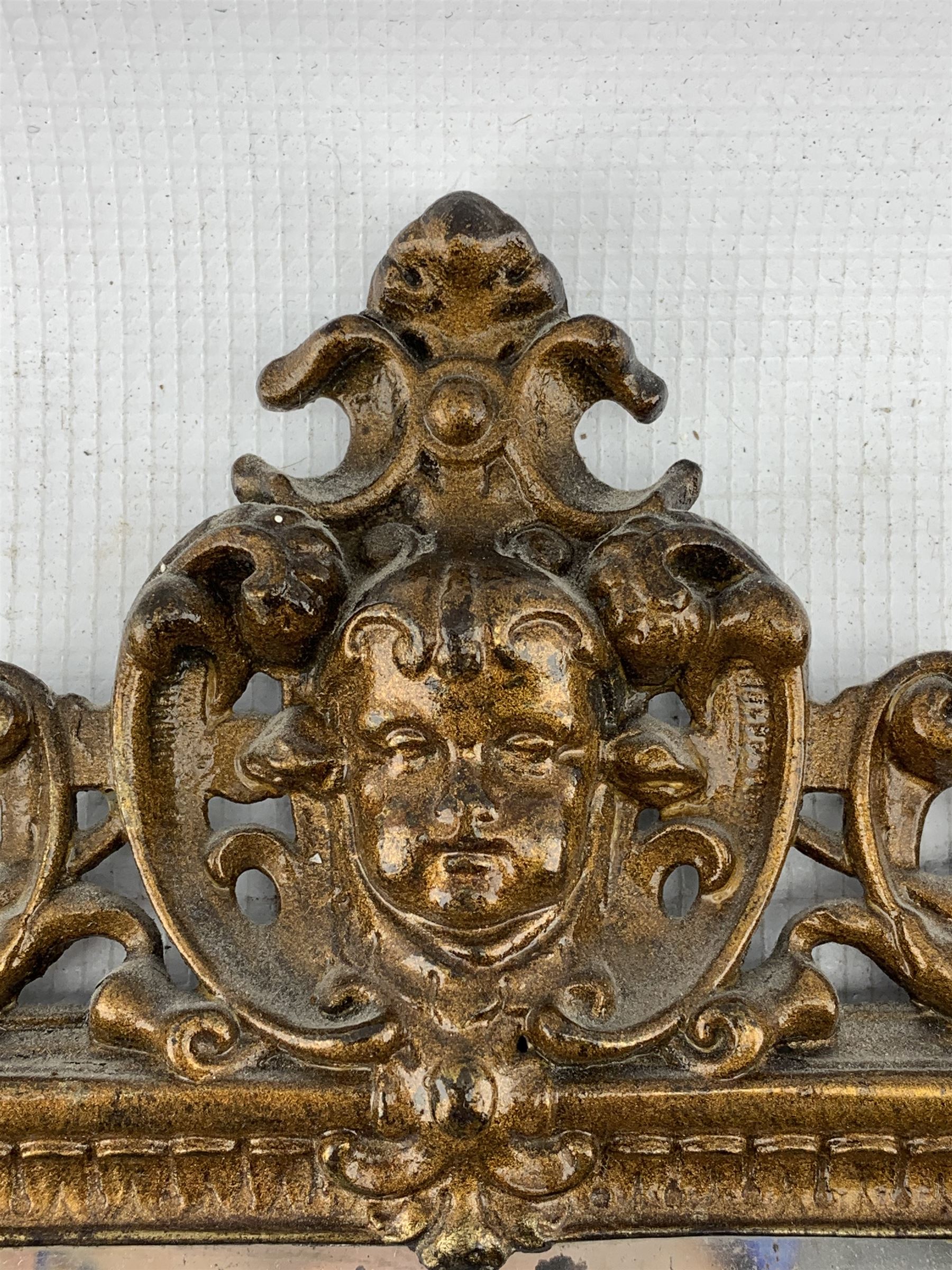 Pair of Victorian patinated cast iron wall mirrors - Image 6 of 7
