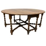 19th century oak drop-leaf dining table