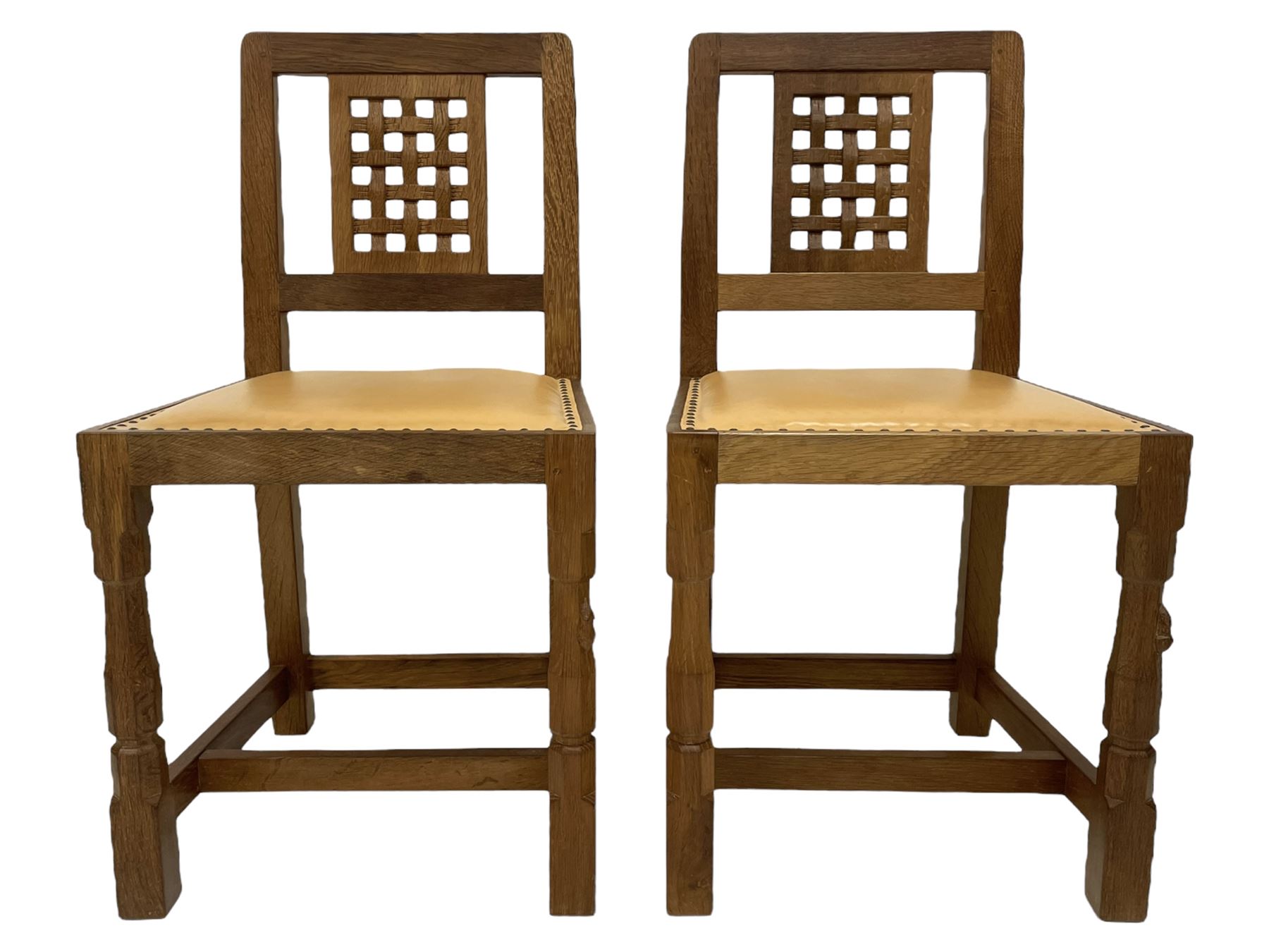 Mouseman - set four oak dining chairs - Image 5 of 7