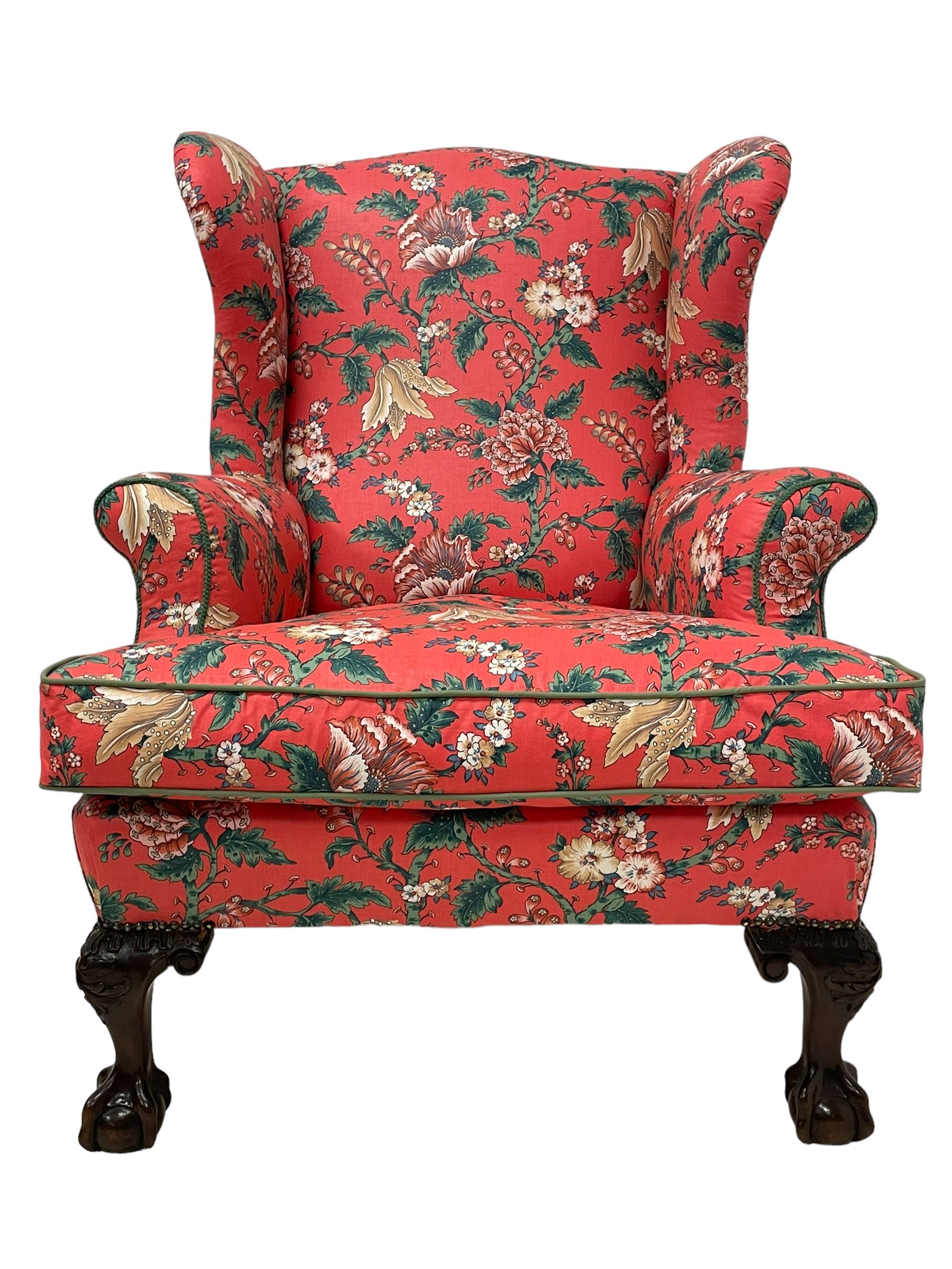 Late 19th to early 20th century wingback armchair - Image 8 of 9