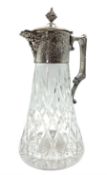 Victorian style silver mounted cut glass claret jug