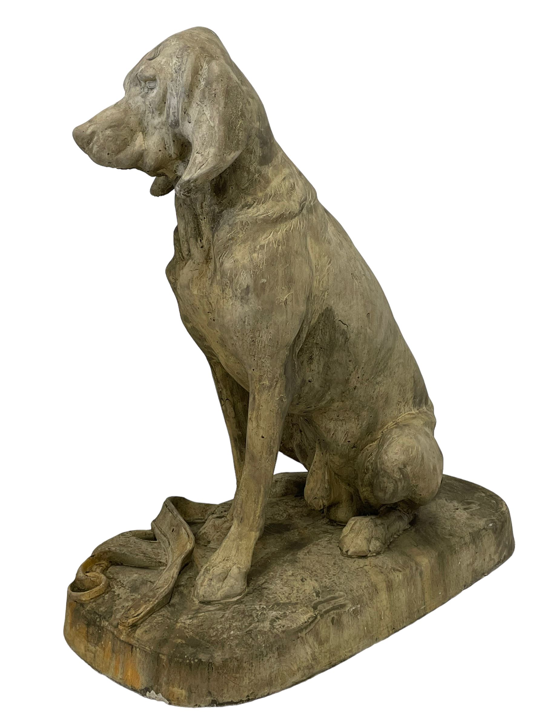 Two composite stone life-size hound garden figures - Image 3 of 8