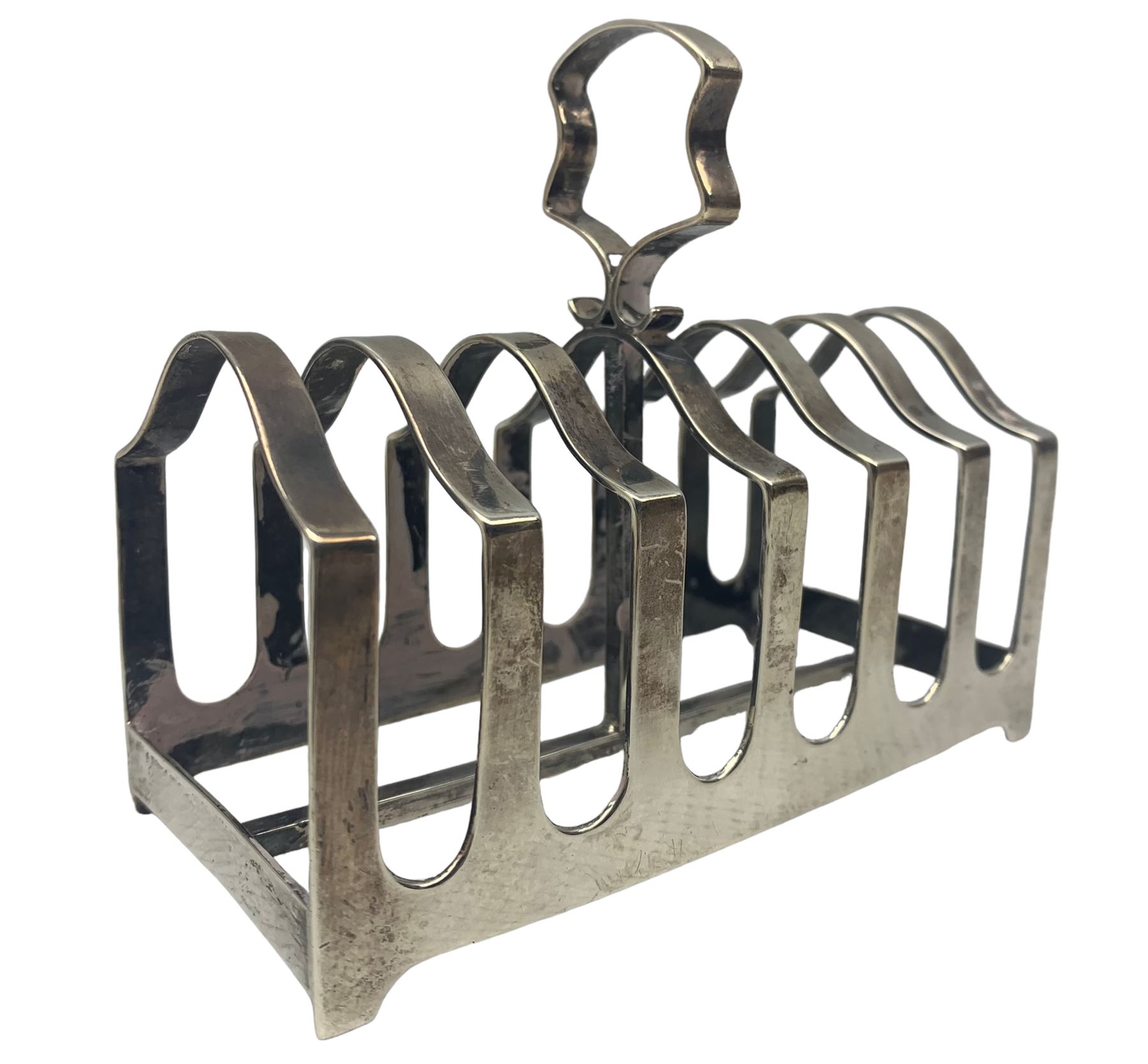 Silver six division toast rack with loop handle Birmingham 1946 Maker Fattorini & Sons 5.6oz