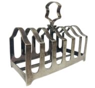 Silver six division toast rack with loop handle Birmingham 1946 Maker Fattorini & Sons 5.6oz