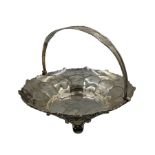 Silver circular fruit bowl with shell moulded border and lappet decoration