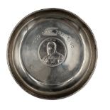 Early 20th century silver dish inset with a Edward VII Commemorative medallion