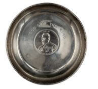 Early 20th century silver dish inset with a Edward VII Commemorative medallion