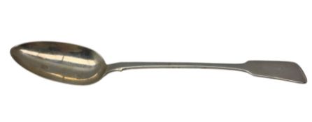 George IV silver spoon fiddle pattern table spoon initialled 'M' London 1824 Maker James Wintle 3.4