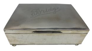 Edwardian silver rectangular playing card box