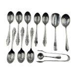 Set of eight silver teaspoons with shaped finials Sheffield 1973