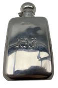 Silver spirit hip flask engraved with initials and with bayonet cap 13cm x 7cm Birmingham 1928 Maker