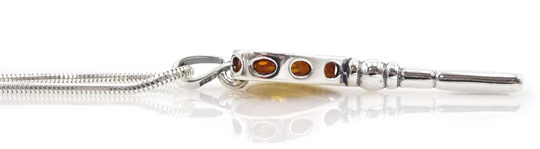 Silver Baltic amber heart key pendant necklace - Image 2 of 2