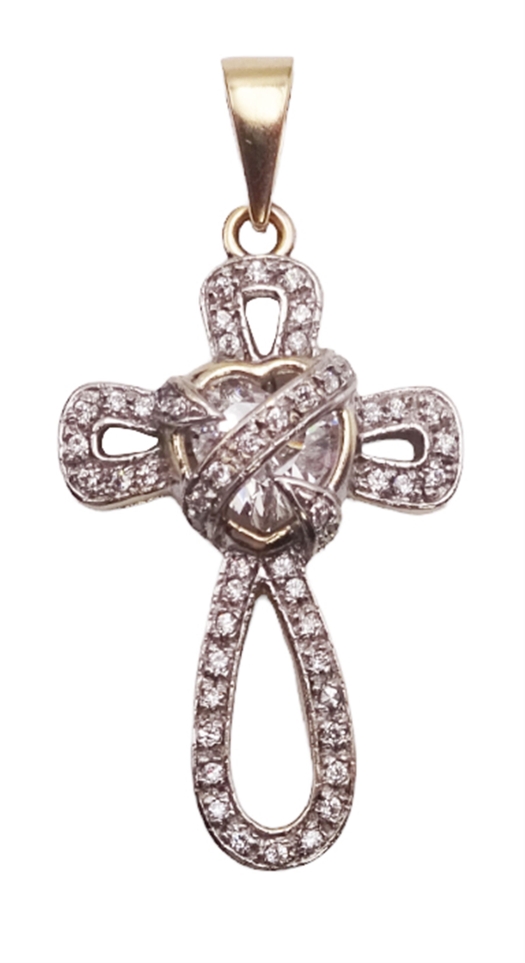 9ct gold cubic zirconia cross pendant