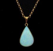 9ct gold pear shaped opal pendant necklace