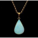 9ct gold pear shaped opal pendant necklace