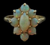 9ct gold opal marquise shaped cluster ring