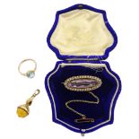 Early 20th century 9ct gold oval amethyst and seed pearl brooch