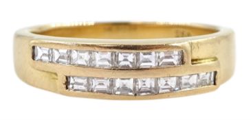 18ct gold channel set two row princess cut diamond ring