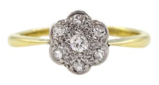 Gold diamond flower cluster ring