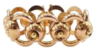 Early-mid 20th century continental 14ct gold rose gold circular link bracelet