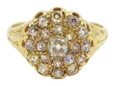 Victorian 15ct gold old cut diamond cluster ring
