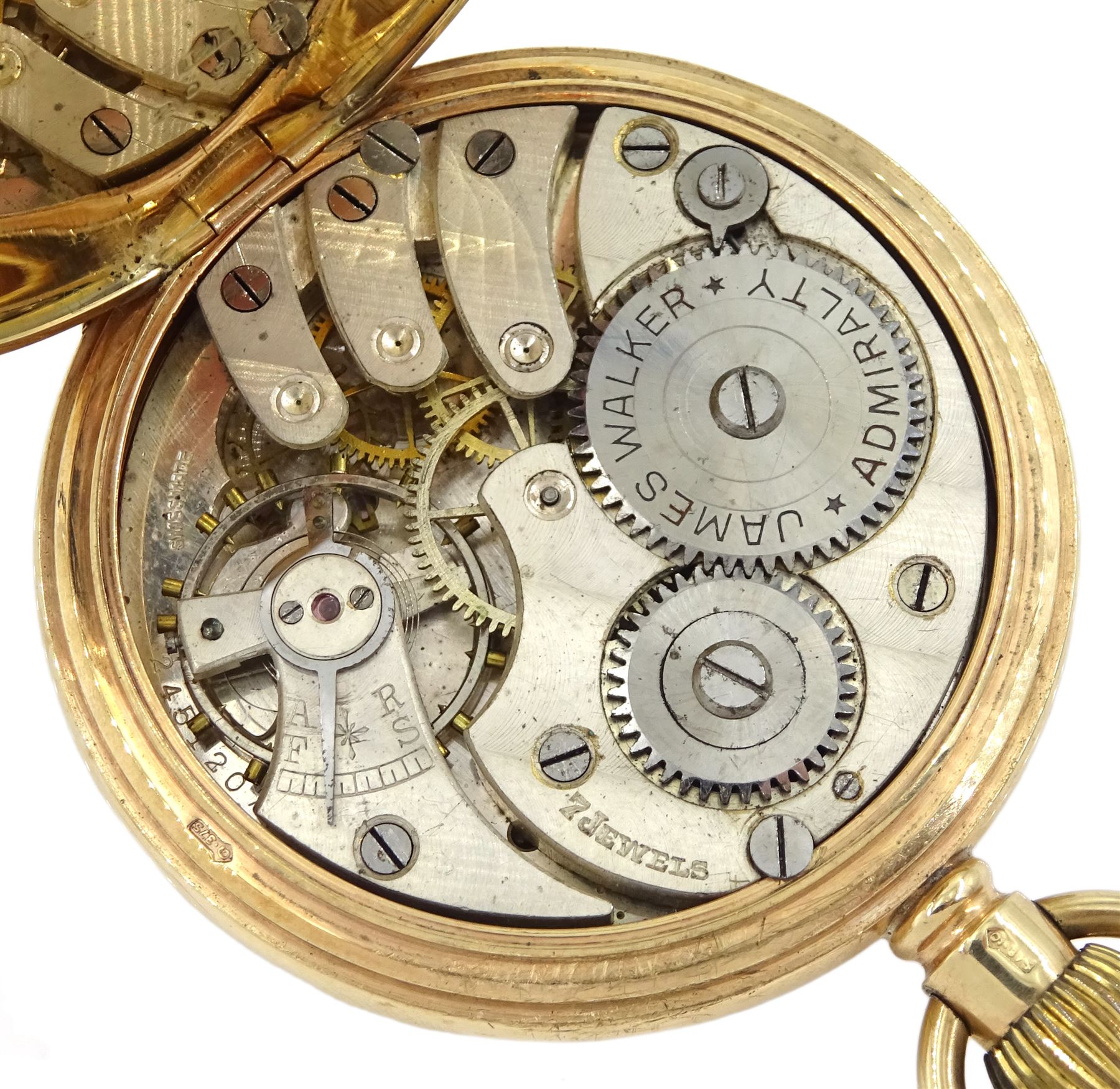 Early 20th century 9ct gold open face keyless lever pocket watch by James Walker 'To the Admiralty' - Image 3 of 4