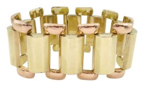 Early-mid 20th century continental 14ct yellow and rose gold tank bracelet