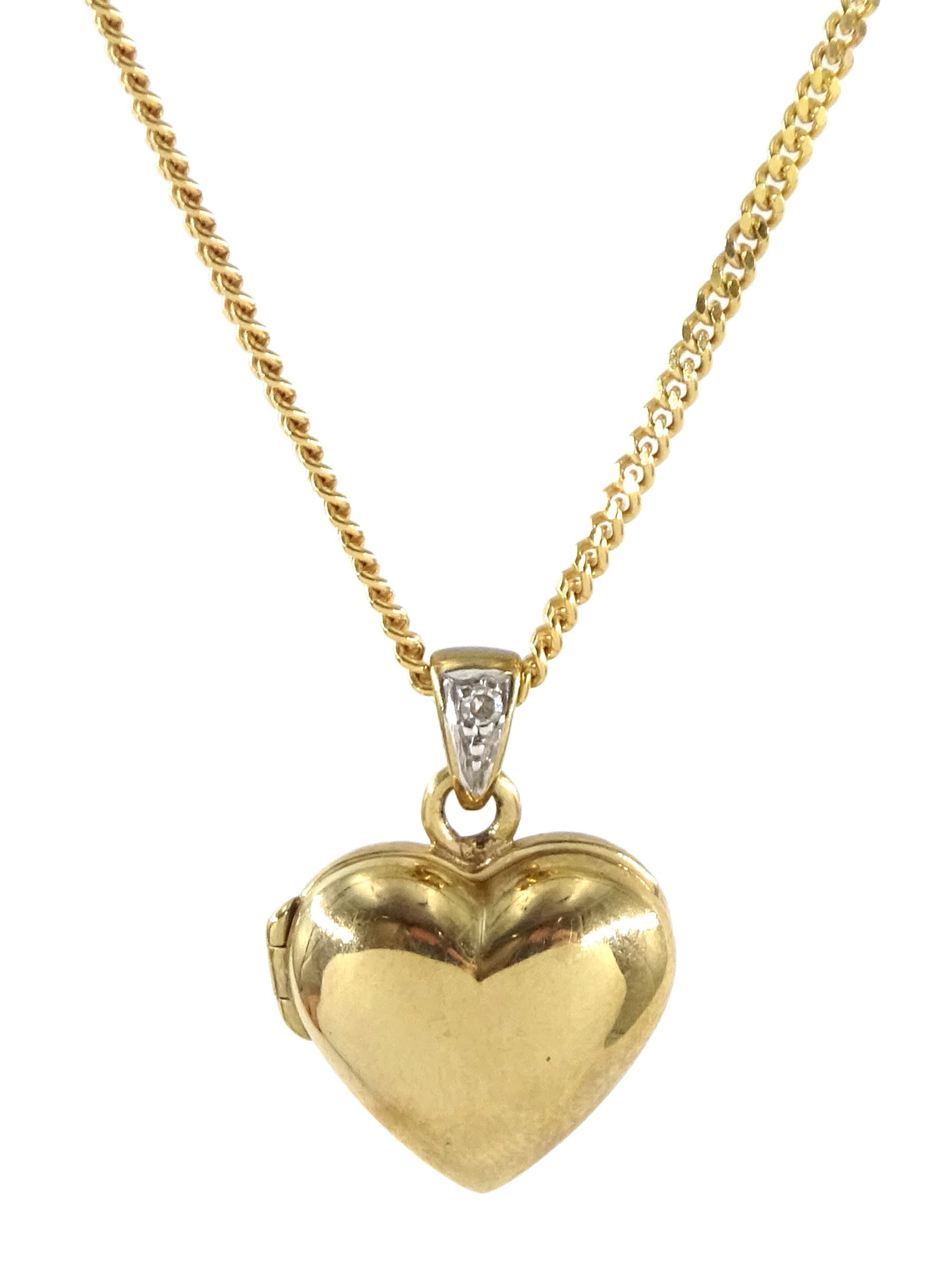 9ct gold heart pendant necklace