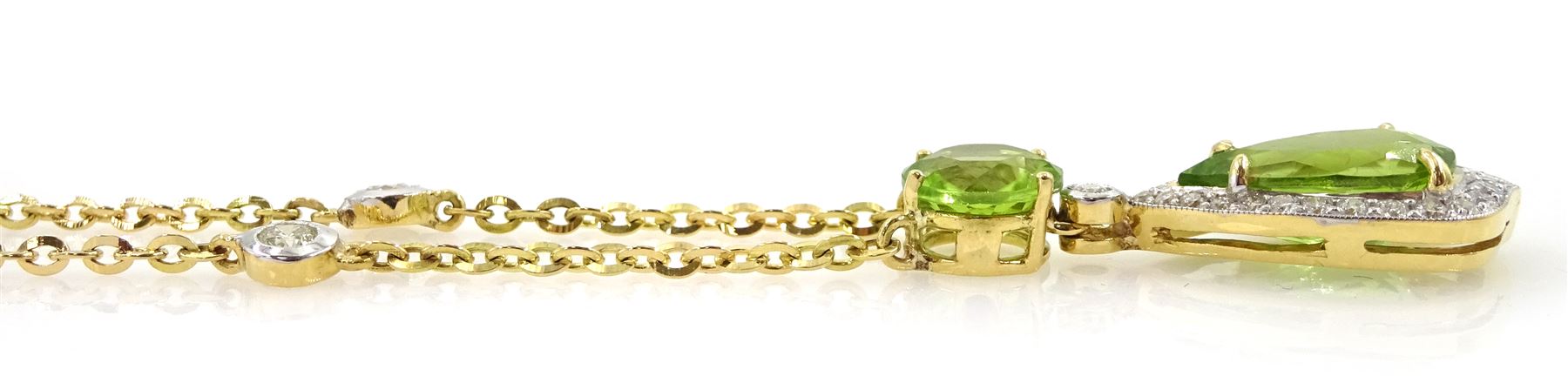 18ct gold peridot and diamond necklace - Image 2 of 3