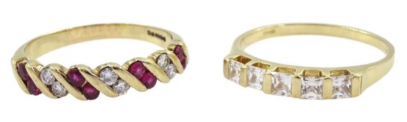 9ct gold ruby and diamond ring