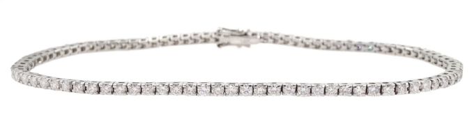 18ct white gold round brilliant cut diamond line bracelet