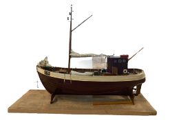 Wooden planked model of the Danish fishing boat Gina E714 from Esbjerg