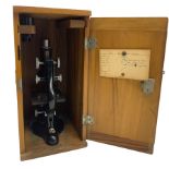 Bausch and Lomb microscope in black lacquer finish No.239645 in wooden case