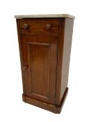 Victorian mahogany marble top bedside cabinet