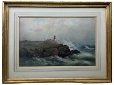 English School 19th/20th century): Lighthouse and Stormy Seas