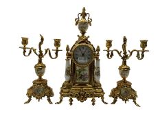 French Gilt metal clock garniture by Robert Grant of London