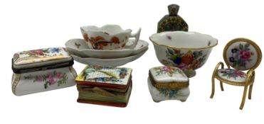 Herend tea bowl together with Limoges trinket dishes