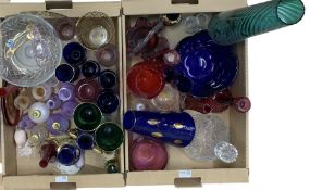 Collection of 20th century glass including large blue glass bowls